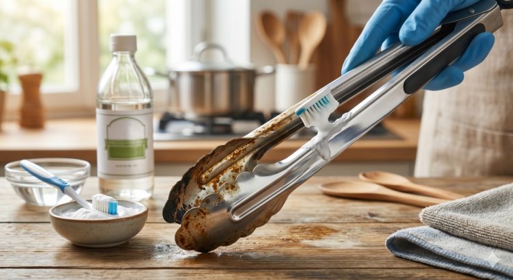 Cara membersihkan penjepit makanan stainless steel yang kusam
